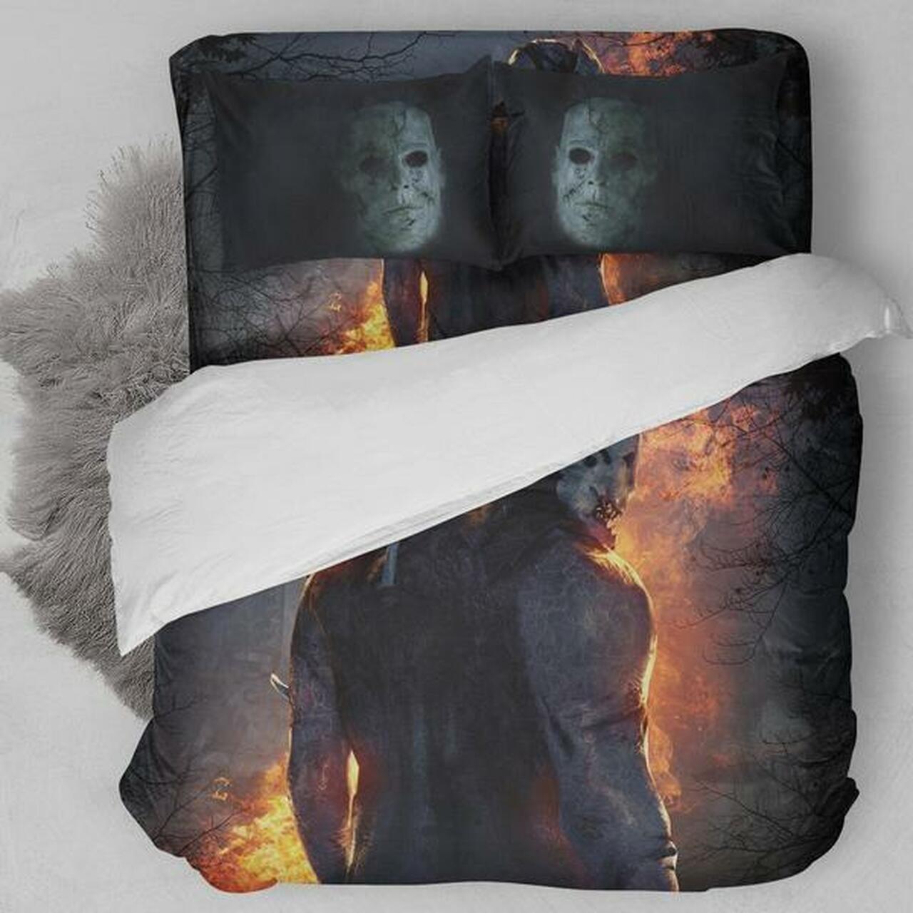 Halloween Michael Myers Amazing Room Decor Gothic Bedding Set Duvet Cover Gift For Halloween Season