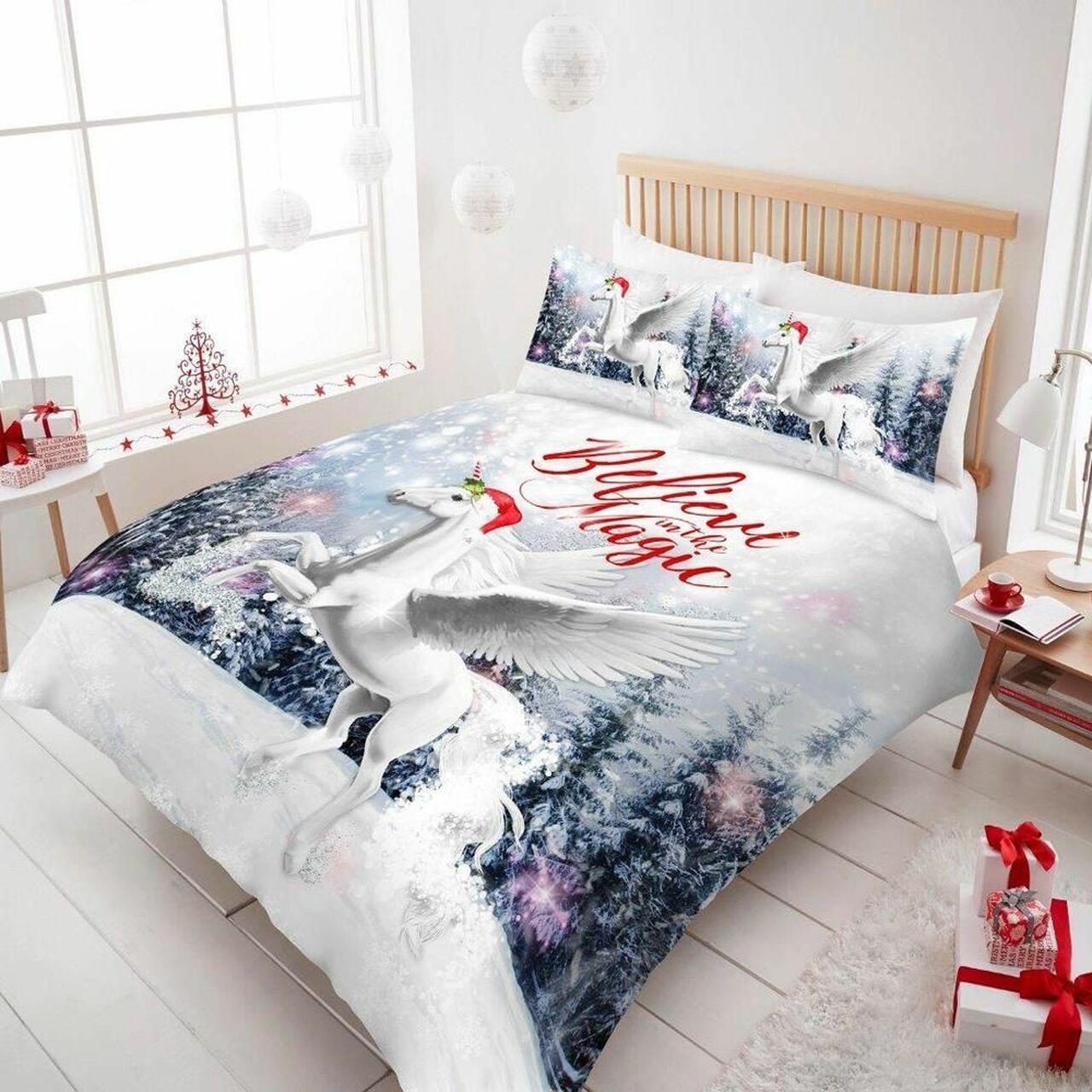 Christmas Unicorn Cla1612440BsAmazing Christmas Bedroom Decor Duvet Cover Bedding Set With Pillowcase Meaningful Gift For Friend Holiday Season Christmas Gift