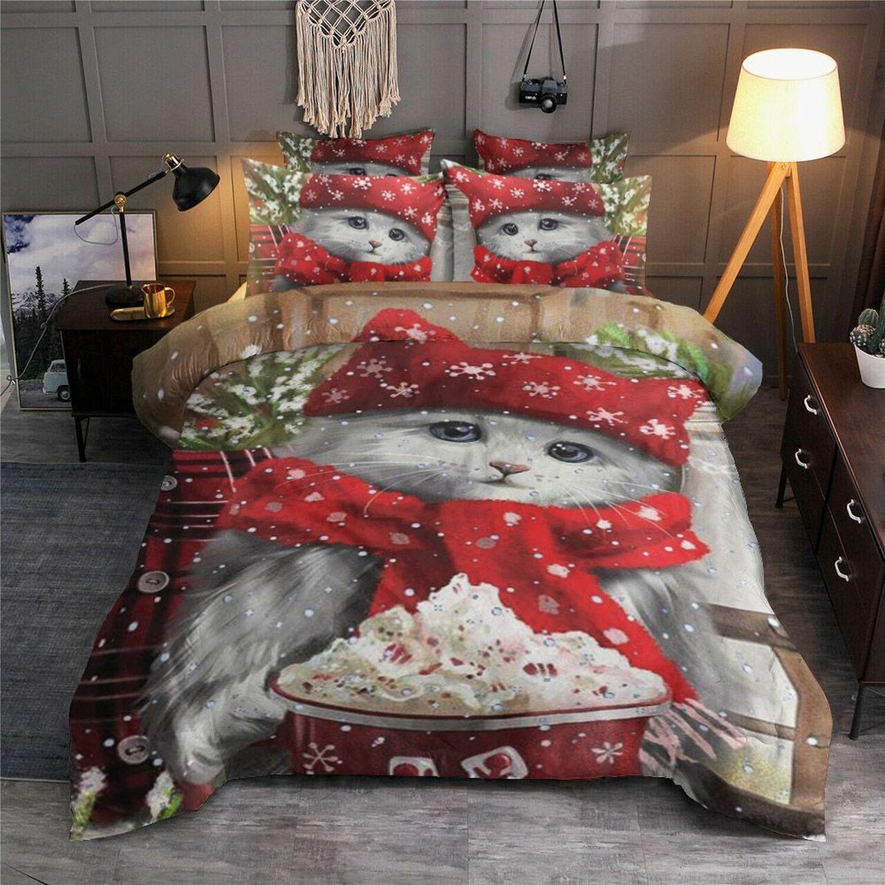 Christmas Cat Hm1712020TsAmazing Christmas Bedroom Decor Duvet Cover Bedding Set With Pillowcase Meaningful Gift For Friend Holiday Season Christmas Gift