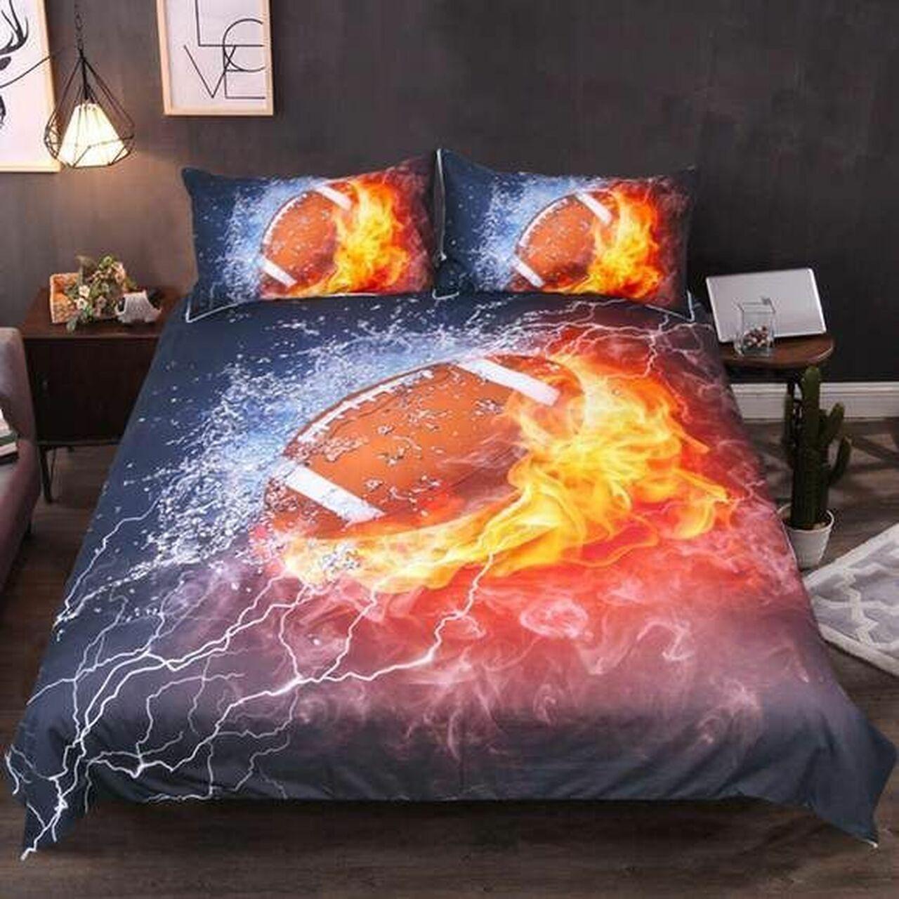 Fire And Water Rugby / Football Vnlfnbad Stunning Room Decor Bedding Set Duvet Cover With Pillowcase Meaningful Gift For Kids Friend Family Member Holiday Gift