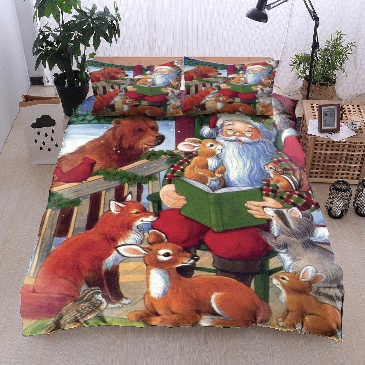 Christmas Santa Claus Rabbit Racoon Reindeer Deer Owl Fox Bear Bt1811012BsAmazing Christmas Bedroom Decor Duvet Cover Bedding Set Meaningful Gift For Friend Season Christmas Gift