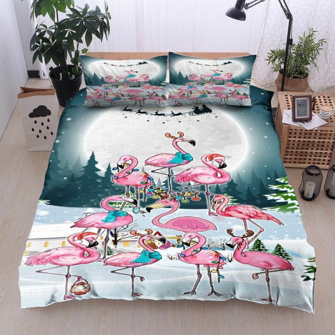 Flamingo Moon Christmas Hn2011027BsAmazing Christmas Bedroom Decor Duvet Cover Bedding Set With Pillowcase Meaningful Gift For Friend Holiday Season Christmas Gift