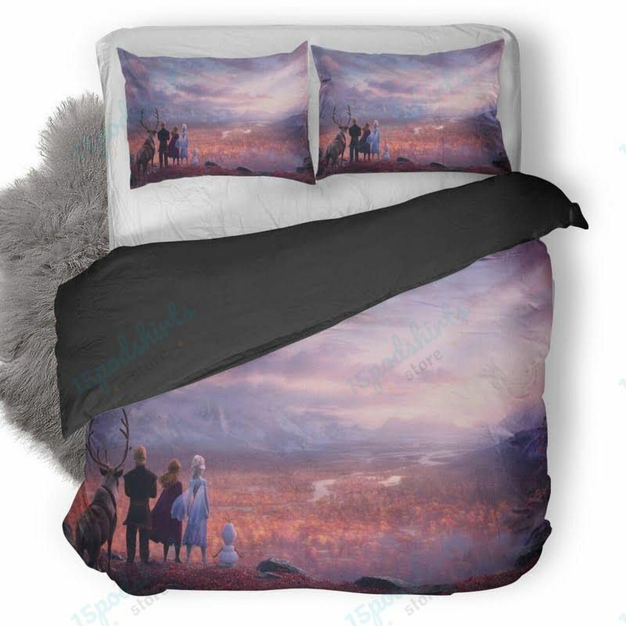 Disney Frozen Landscape Beautiful Decor For Disney Fan Bedding Set Duvet Cover Meaningful Gift For Love