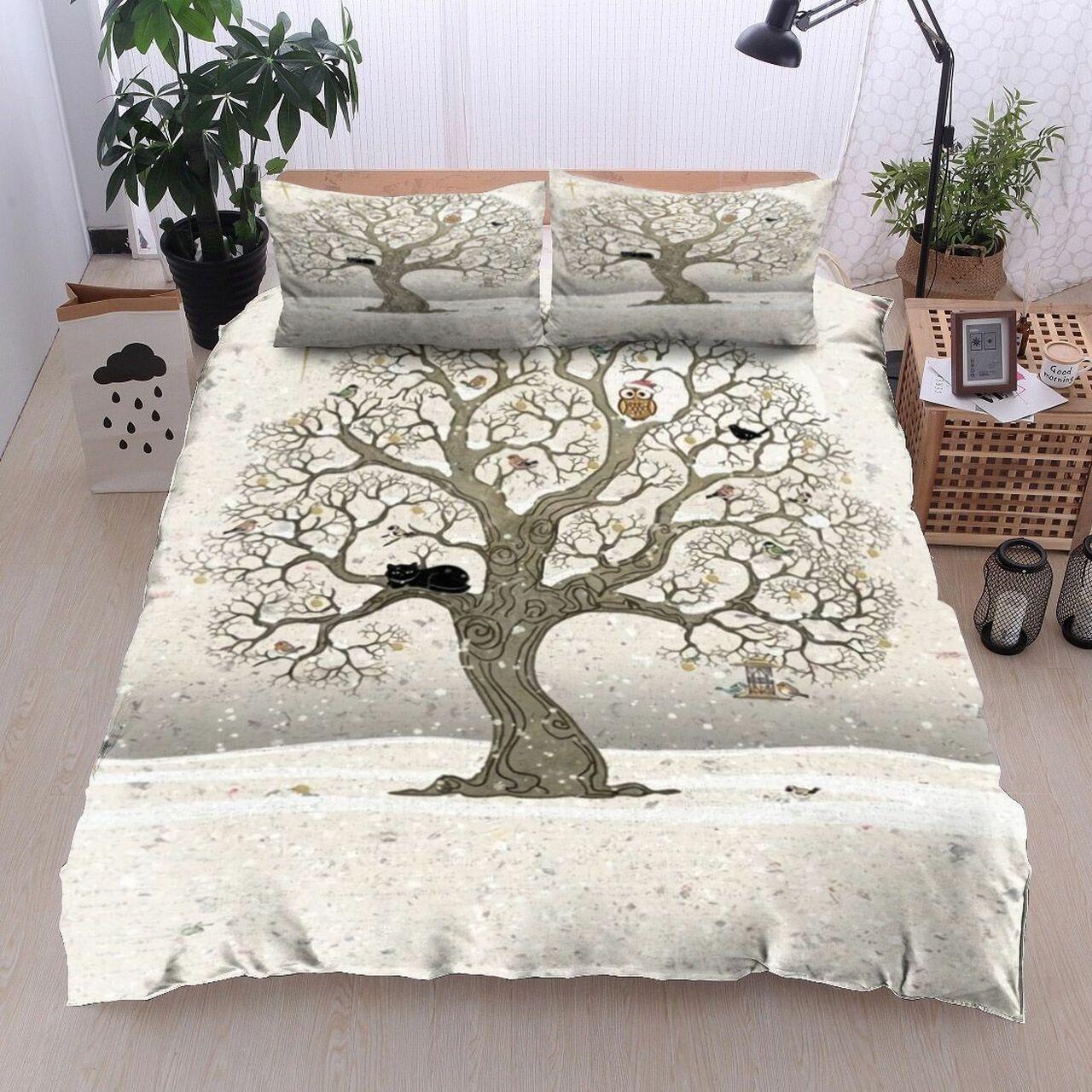 Christmas Tree Black Cat Owl Birdnow Bt1811016BsAmazing Christmas Bedroom Decor Duvet Cover Bedding Set Meaningful Gift For Friend Holiday Season Christmas Gift