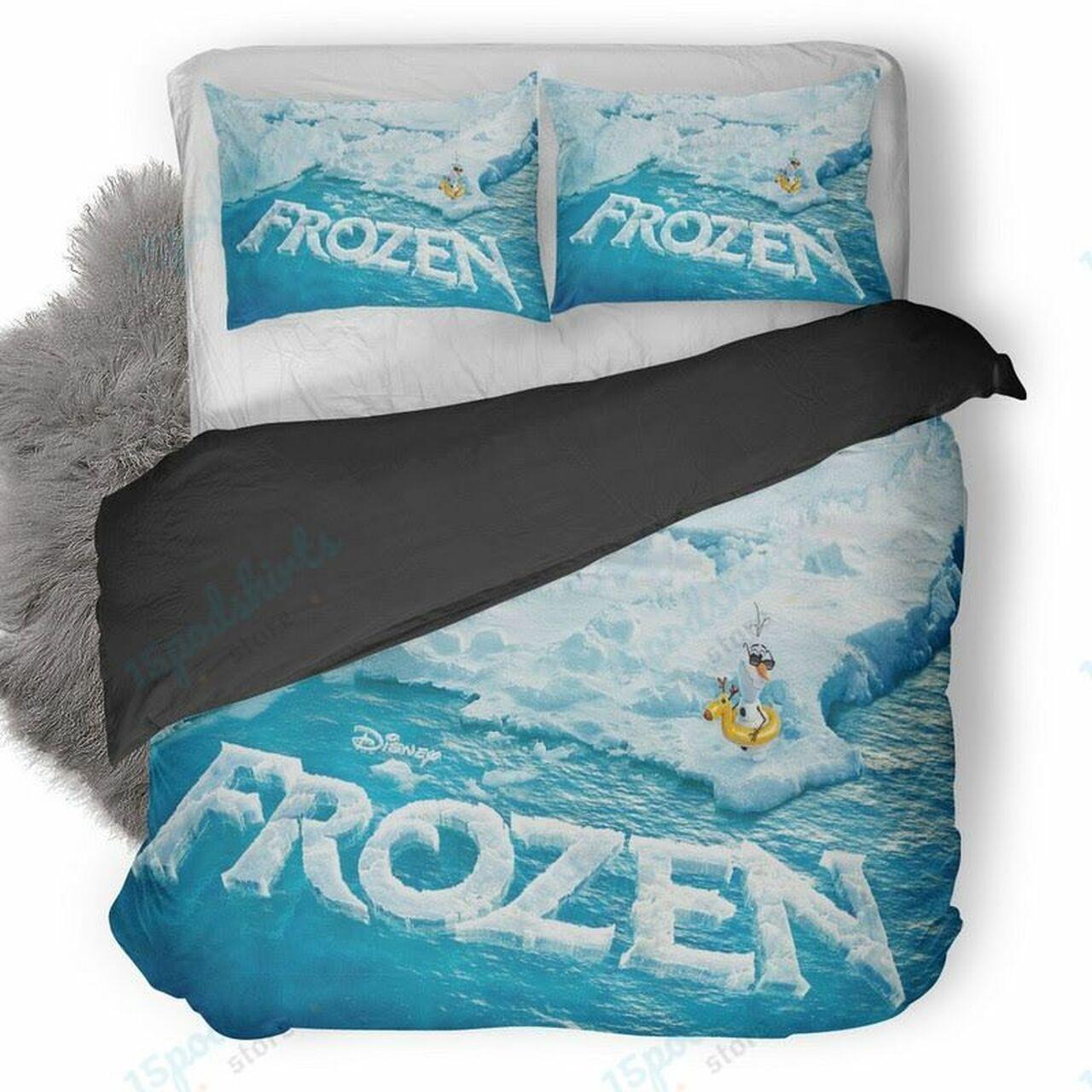 Disney Frozen Olaf And Ice Poster Beautiful Decor For Disney Fan Bedding Set Duvet Cover Meaningful Gift For Love