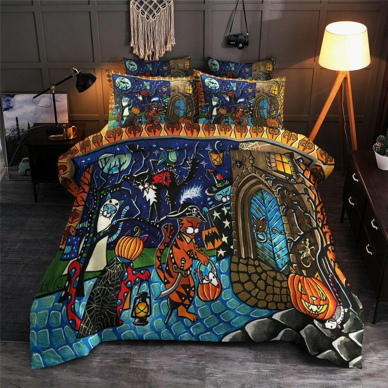 Cat Halloween Amazing Room Decor Gothic Bedding Set Duvet Cover Gift For Halloween Season