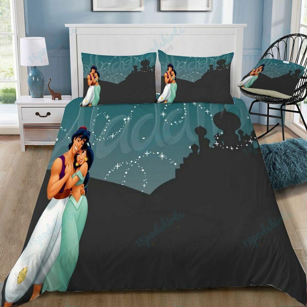 Disney Aladdin And Jasmine 2 Beautiful Decor For Disney Fan Bedding Set Duvet Cover Meaningful Gift For Love