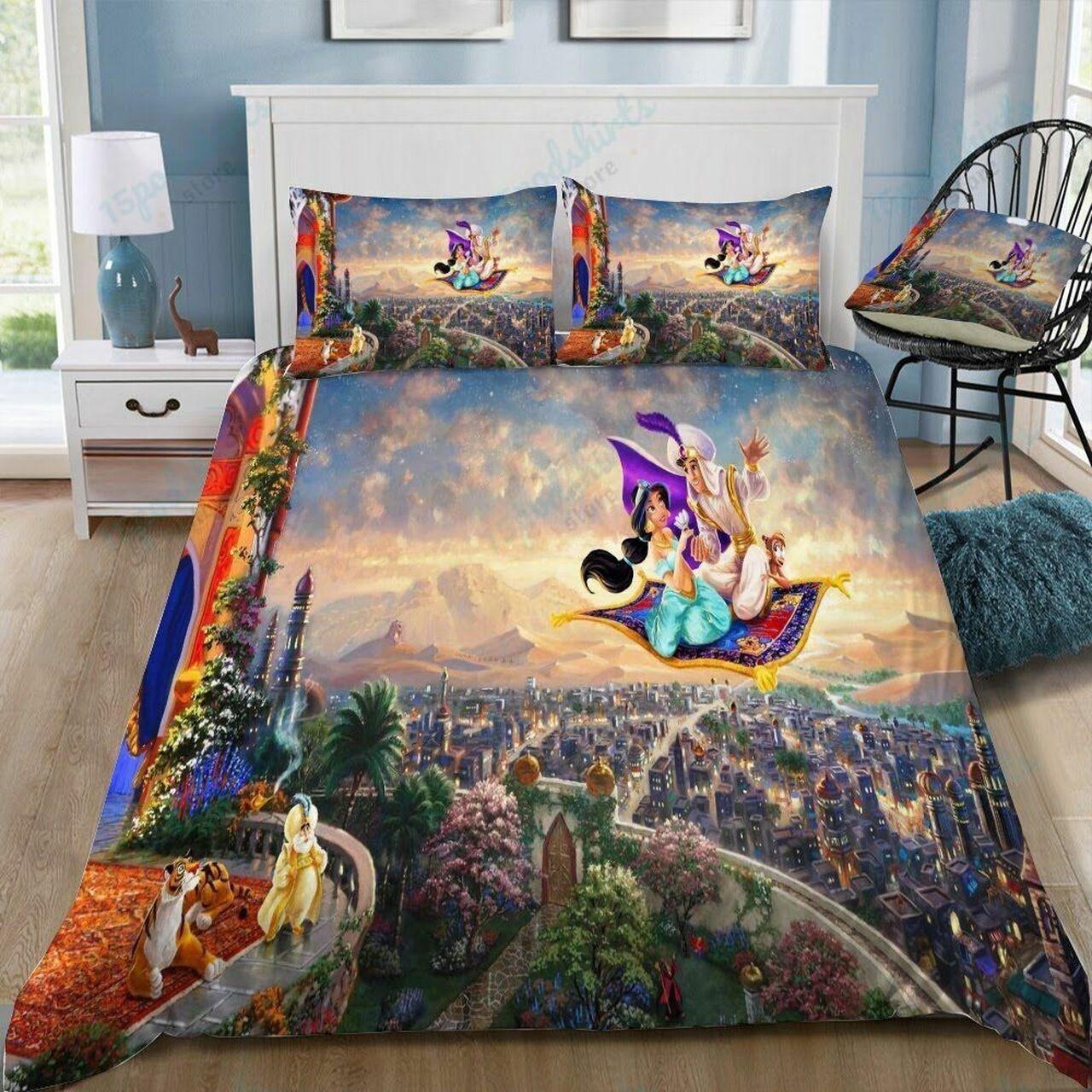 Disney Aladdin And Jasmine 33 Beautiful Decor For Disney Fan Bedding Set Duvet Cover Meaningful Gift For Love