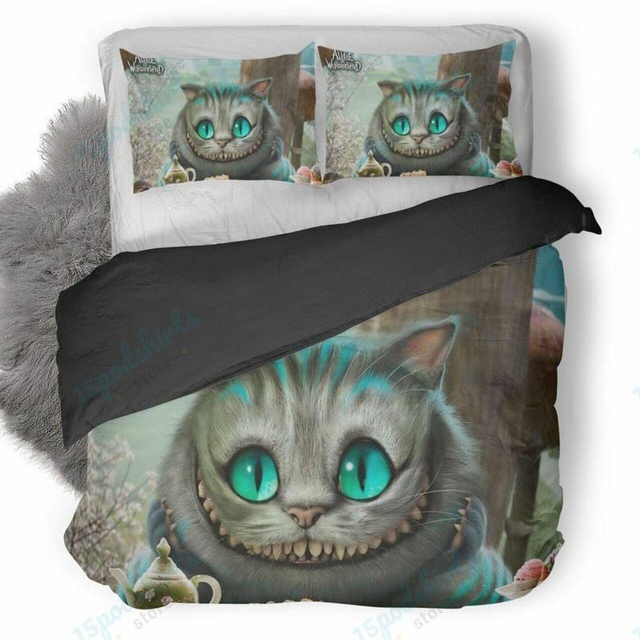 Cheshire Cat Alice In Wonderland Amazing Disney Room Decor Bedding Set Duvet Cover With Pillowcase Meaningful Gift For Kids Friend Family Member Holiday Gift