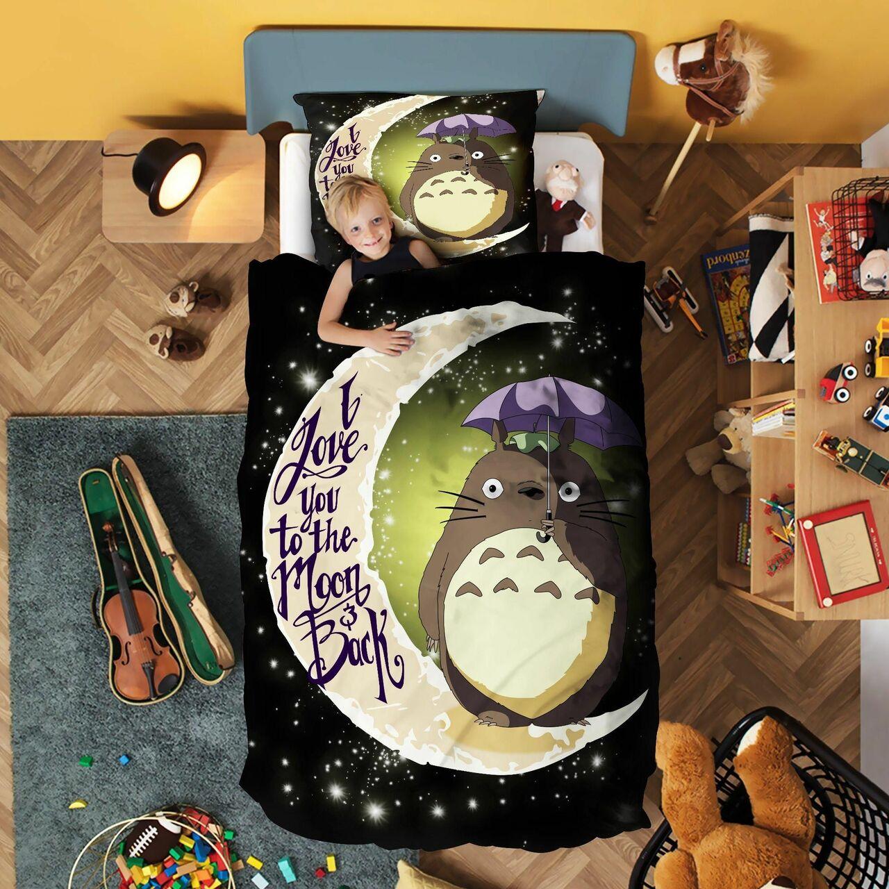 Totoro Love Your To The Moon And Back Kid Ghibli Alluring Art Bedding Set Duvet Cover With Pillowcase Amazing Gift For Anime Ghibli Lover