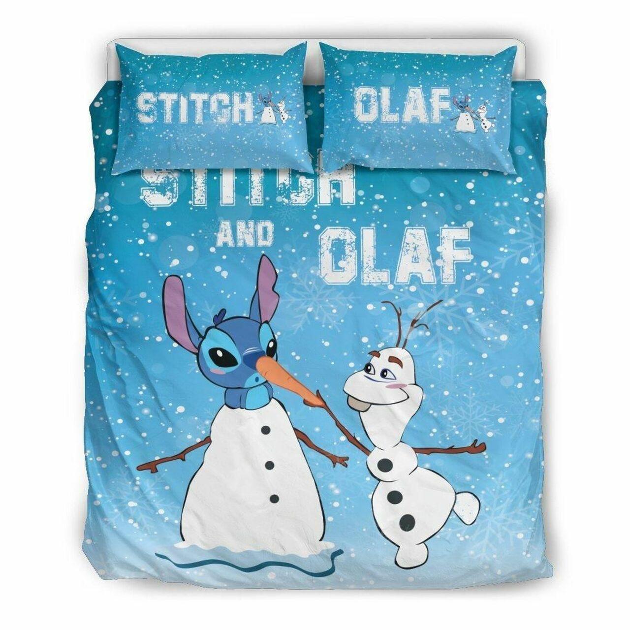 Stitch & Olaf Disney 7 Beautiful Decor For Disney Fan Bedding Set Duvet Cover Meaningful Gift For Love