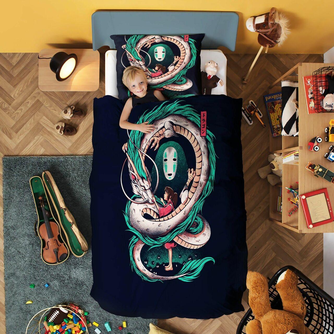 Spirited Away Anime Kid And Pillowcaseet Ghibli Alluring Art Bedding Set Duvet Cover With Pillowcase Amazing Gift For Anime Ghibli Lover