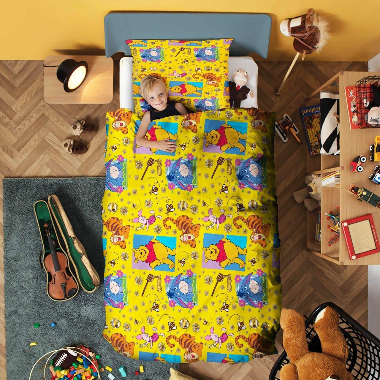 Pattern Winnie The Pooh Kid Disney Character Bedding Set Duvet CoverGift For Disney Fan Holiday Gift