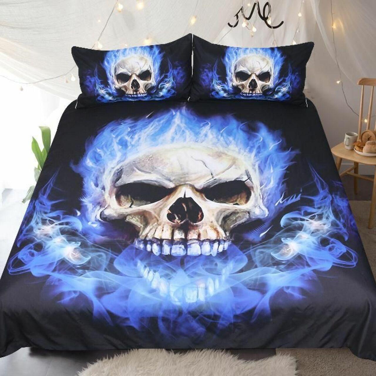 Flame Skull King 3D Dhc0201239Dd Alluring Duvet Cover Gothic Room Decoration With Gift For Halloween Season