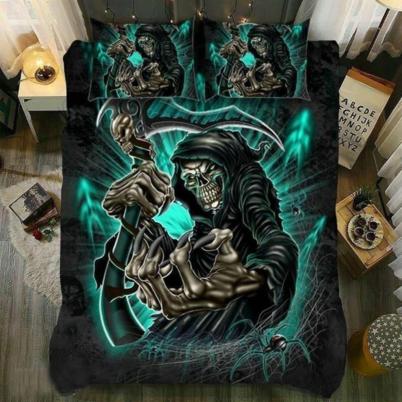 Halloween The Death Is Coming Beautiful Room Decor Bedding Set Duvet Cover With Pillowcase Gift For Halloween Season