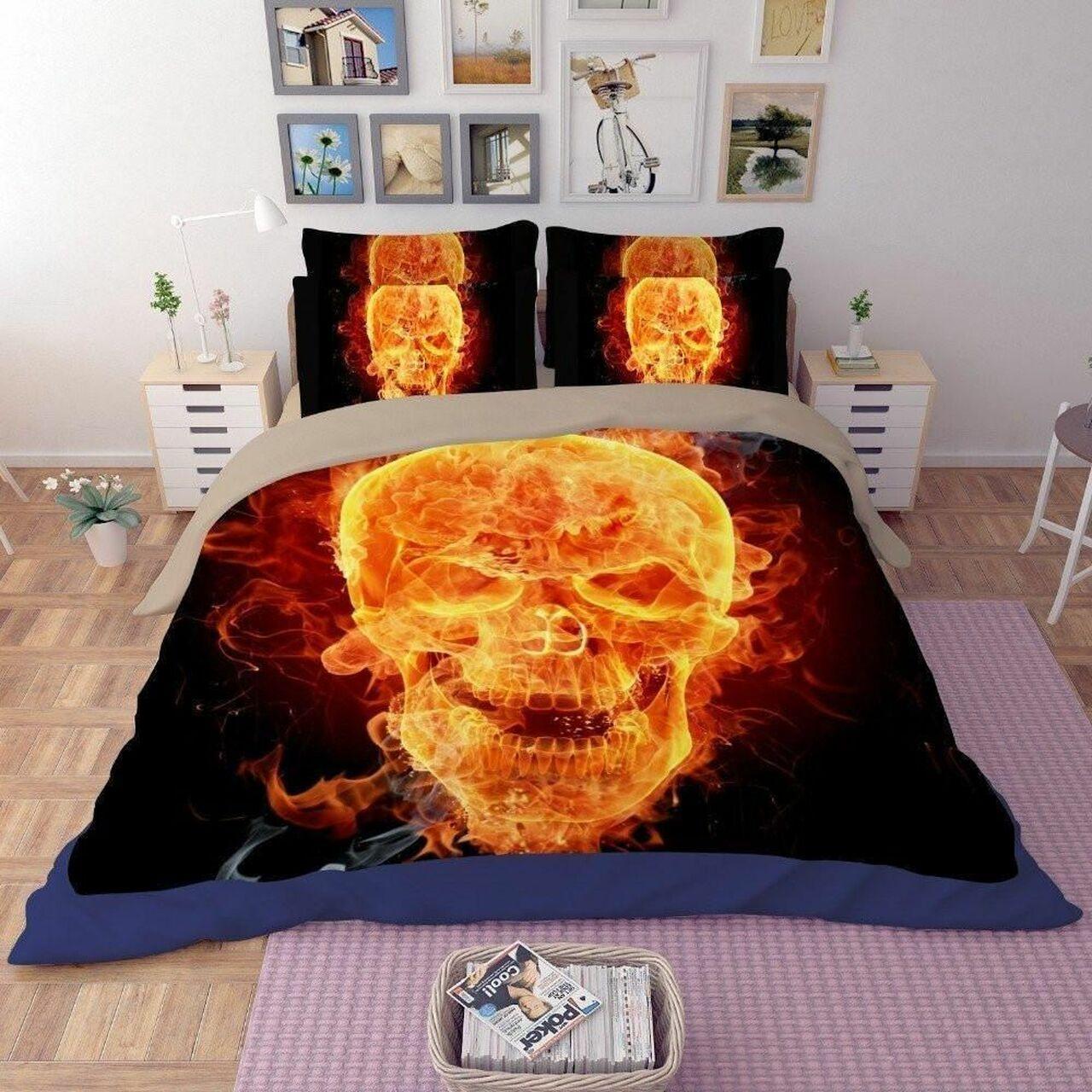 Fire Skull Dhc0201282Dd Alluring Duvet Cover Gothic Room Decoration With Gift For Halloween Season