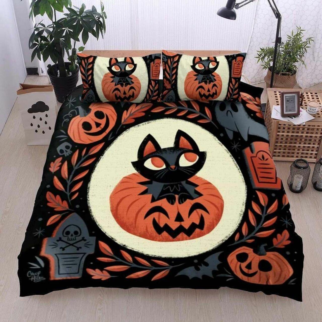 Halloween Cat Dd220817Bs Stunning Room Decoration Bedding Set Duvet Cover Gift For Halloween Season