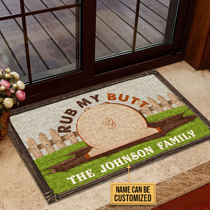 Pig Rub My Butt Customized Doormat