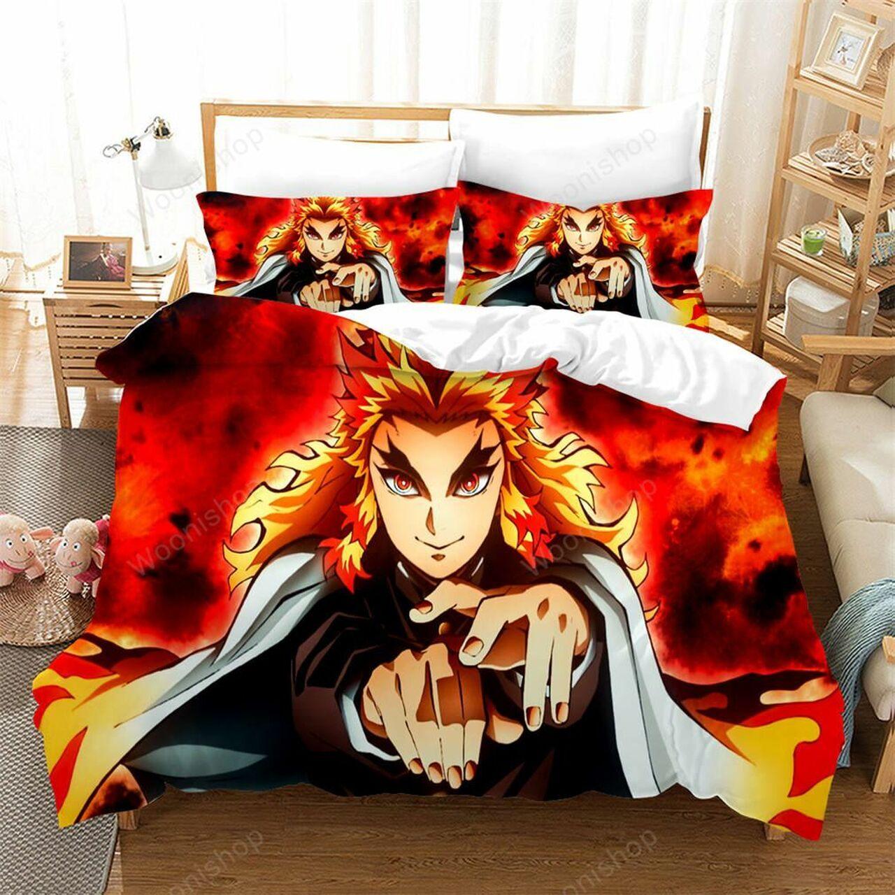 Anime Cartoon Characteret Kamado Tanjirou Anime Amazing Gift Bedding Set Duvet Cover With Pillowcase Special Gift For Anime Lover