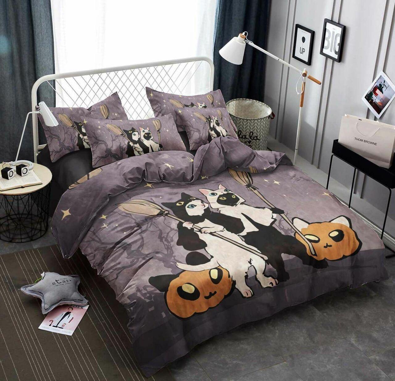 Halloween Cat Ht230809Ts Stunning Room Decoration Bedding Set Duvet Cover Gift For Halloween Season