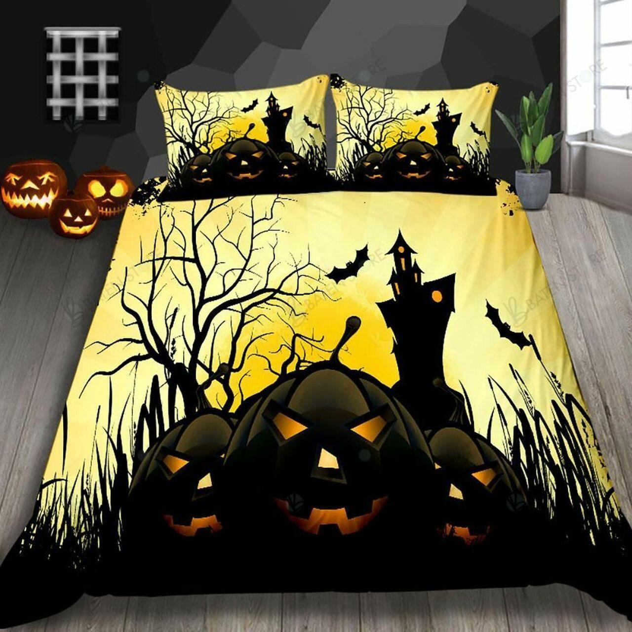 Pumpkin Halloween Printed Stunning Room Decoration Bedding Set Duvet Cover Gift For Halloween Season