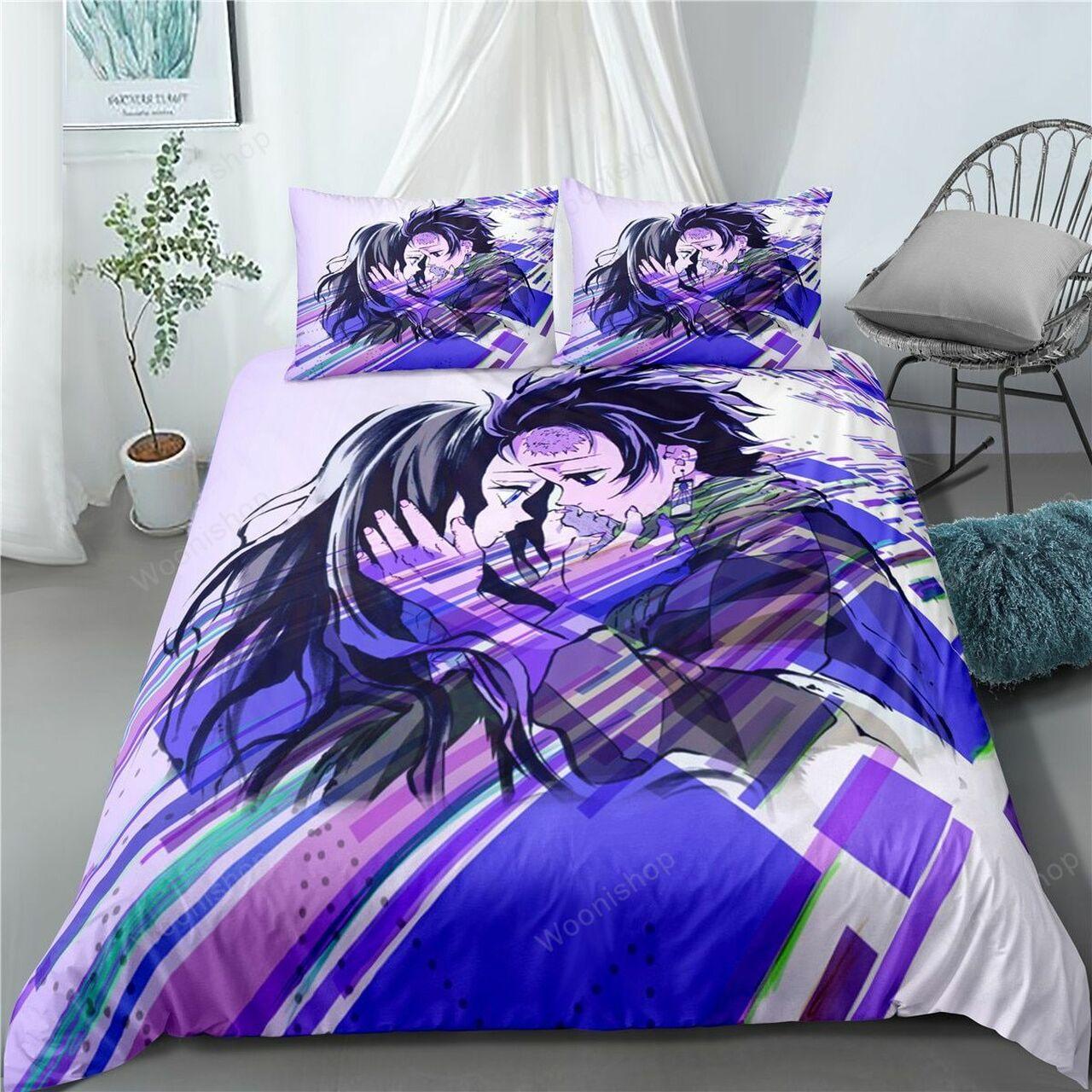 Cartoon Anime Demonlayer Kimetsu No Yaibat Anime Amazing Gift Bedding Set Duvet Cover With Pillowcase Special Gift For Anime Lover