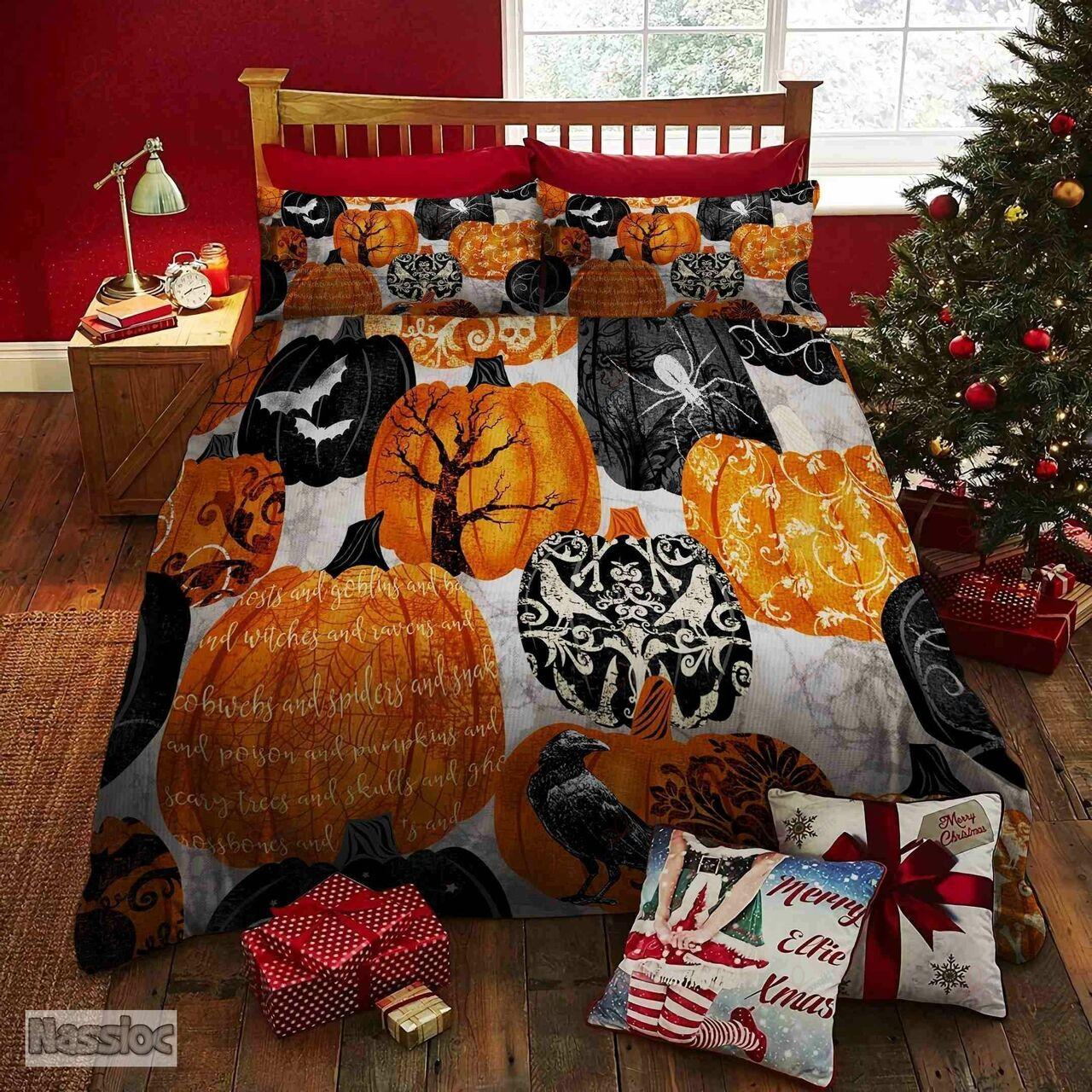 Skull Halloween Printed Stunning Room Decoration Bedding Set Duvet Cover Gift For Halloween Season