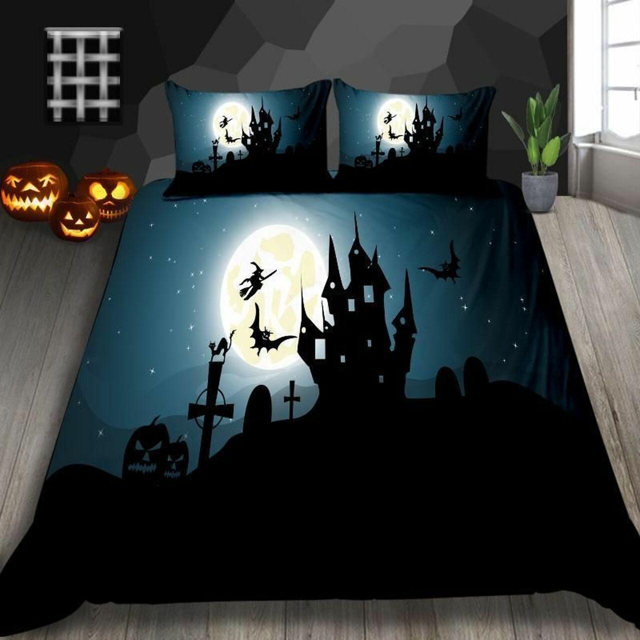 Ancient Castle King Halloween Witch 3D Stunning Room Decoration Bedding Set Duvet Cover Gift For Halloween Season