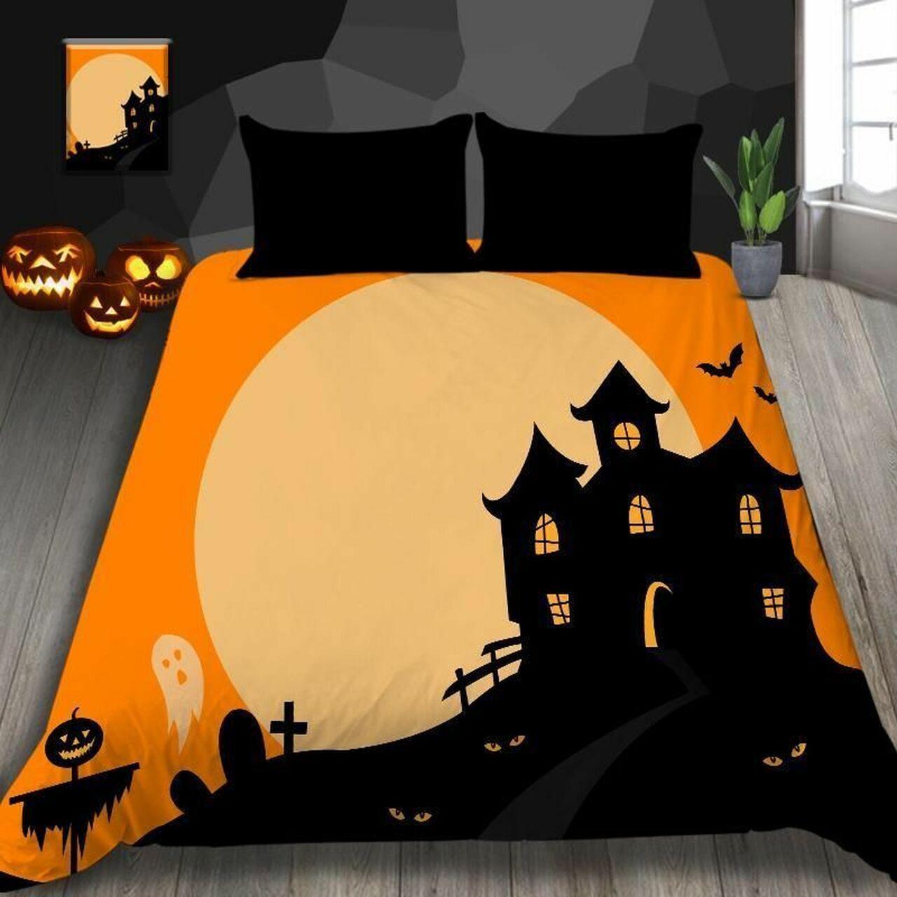 Cartoon Pattern Ghost Castle Pumpkin 3D Beautiful Decor For Disney Fan Bedding Set Duvet Cover Meaningful Gift For Love