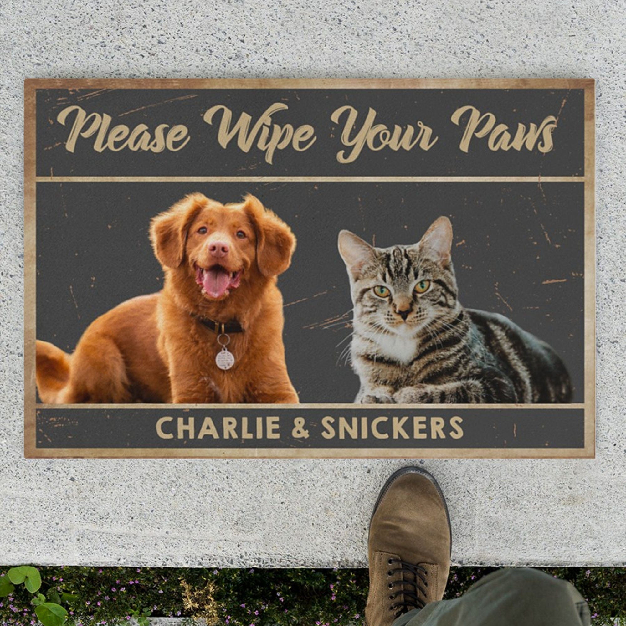 Please Wipe Your Paws Custom Photo Dogs Cats Pets Doormats
