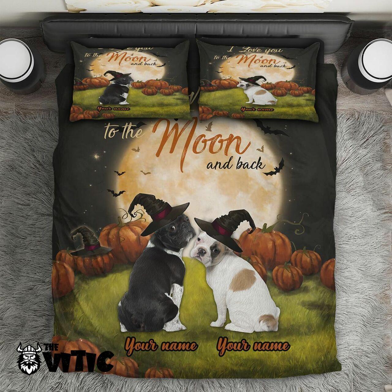Thevitic Halloween Couple Bulldog 04310 Amazing Room Decor Bedding Set Duvet Cover Meaningful Gift For Halloween Christmas