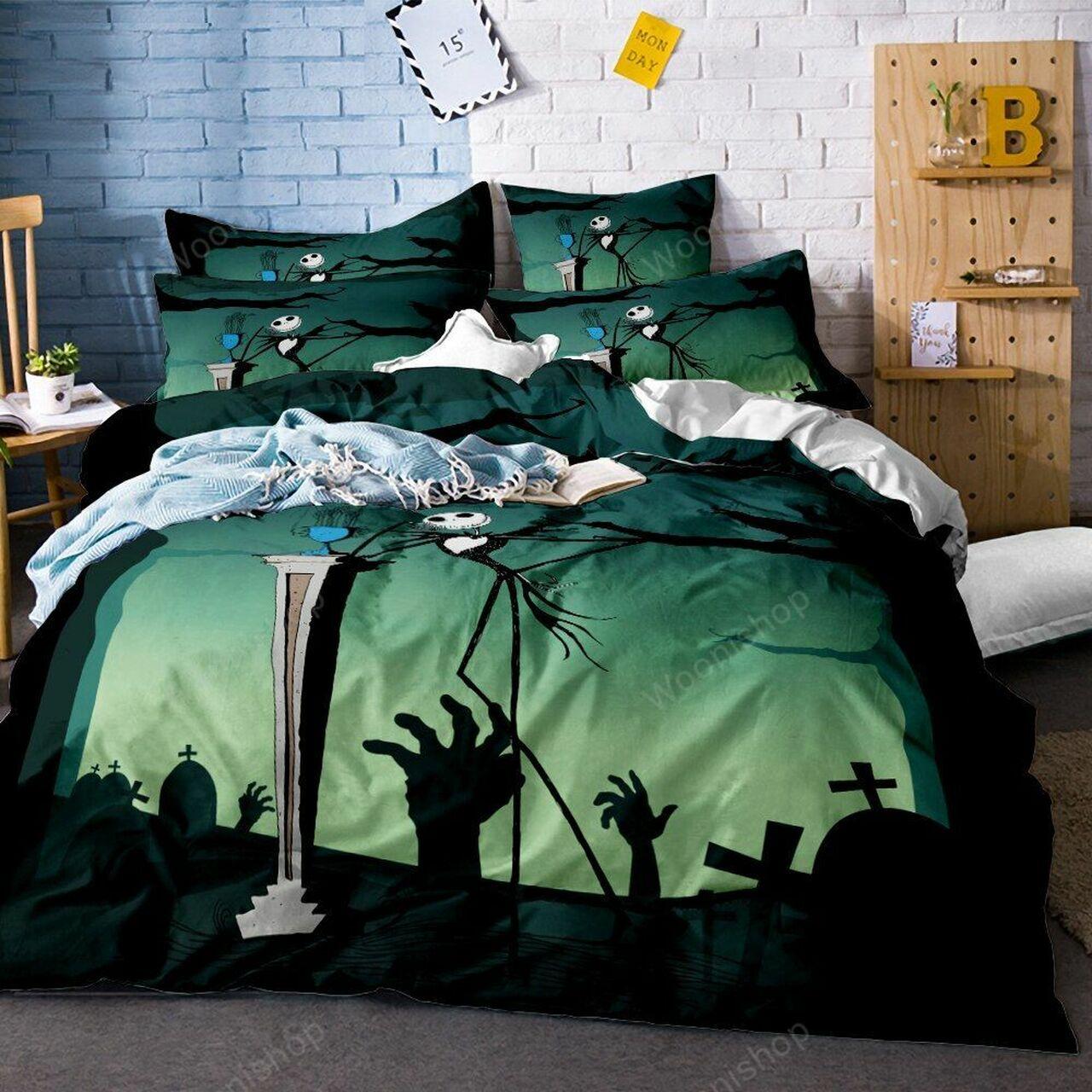 Sugar Full Queenet Tombstone Print Family Hand Of Hell Halloween Amazing Room Decor Bedding Set Duvet Cover Meaningful Gift For Halloween Christmas