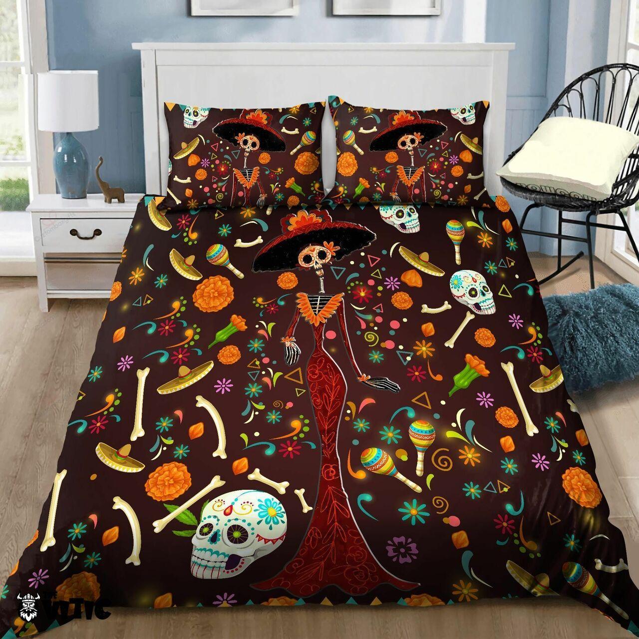 Thevitic Halloween Mexican Skull 04499 Amazing Room Decor For Disney Fan Bedding Set Duvet Cover Meaningful Gift For Friend