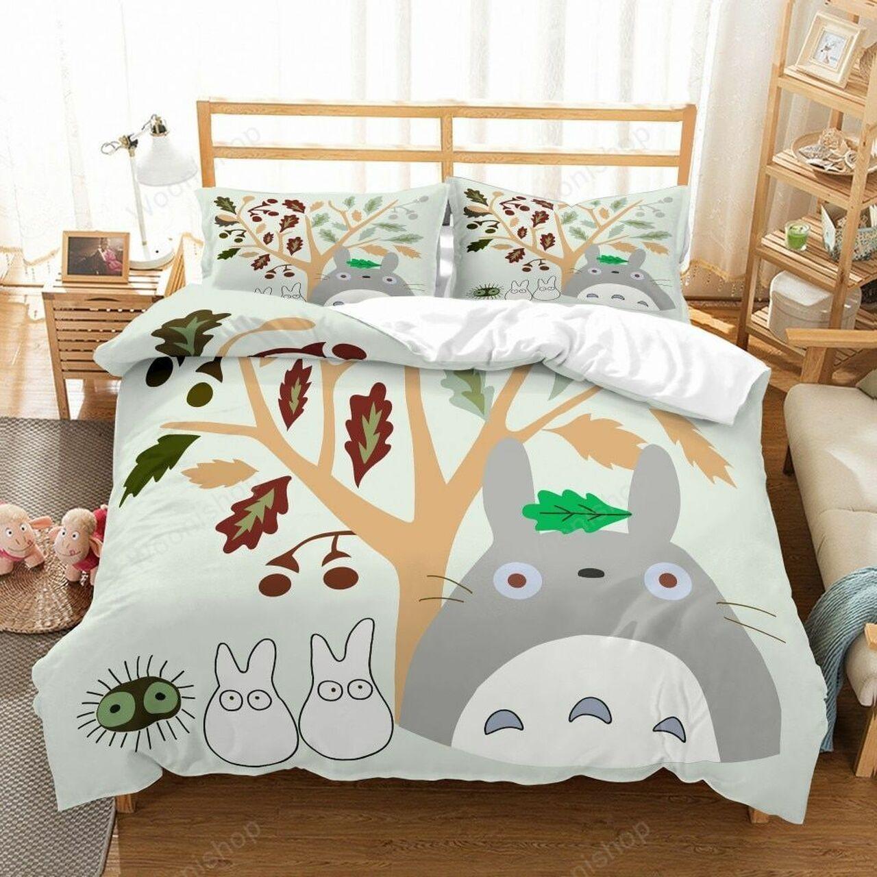 Childrens Bedroom Microfiberoft Totoroeries Cartoonet Tree Anime Amazing Gift Bedding Set Duvet Cover With Pillowcase Special Gift For Anime Ghibli Lover