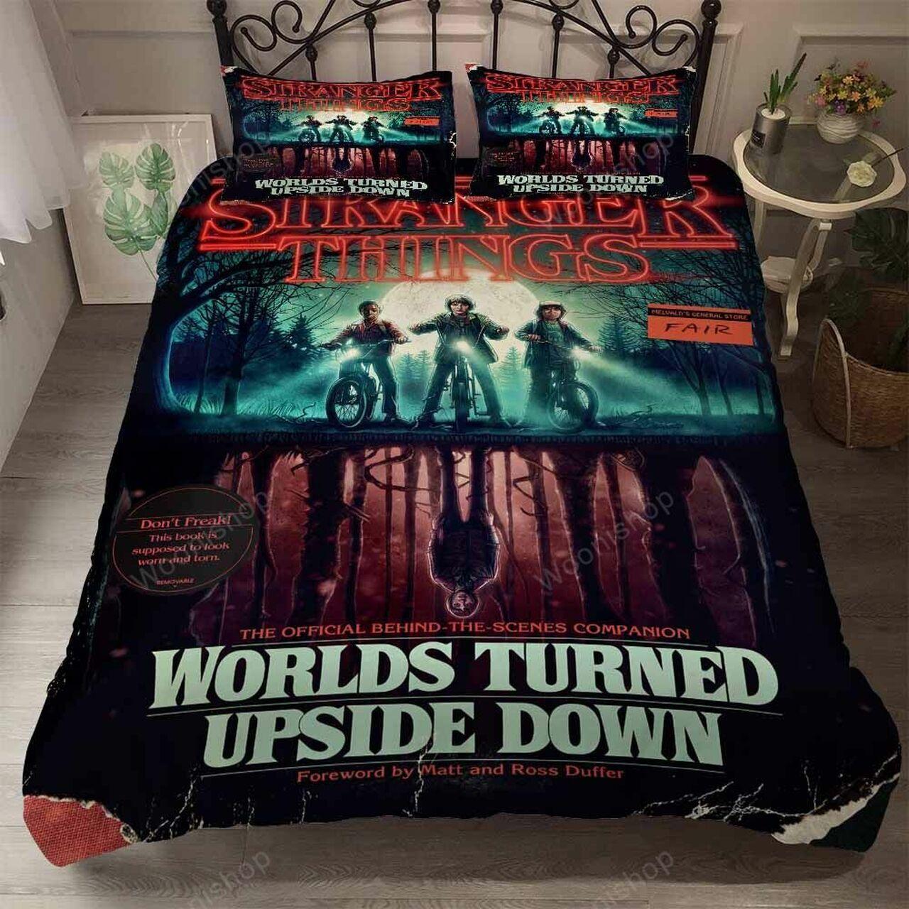 Stranger Things Horror Movieset Montsauk Creepy Movie Room Decor Bedding Set Duvet Cover With Pillowcase Amazing Gift For Friends Halloween Holiday Season