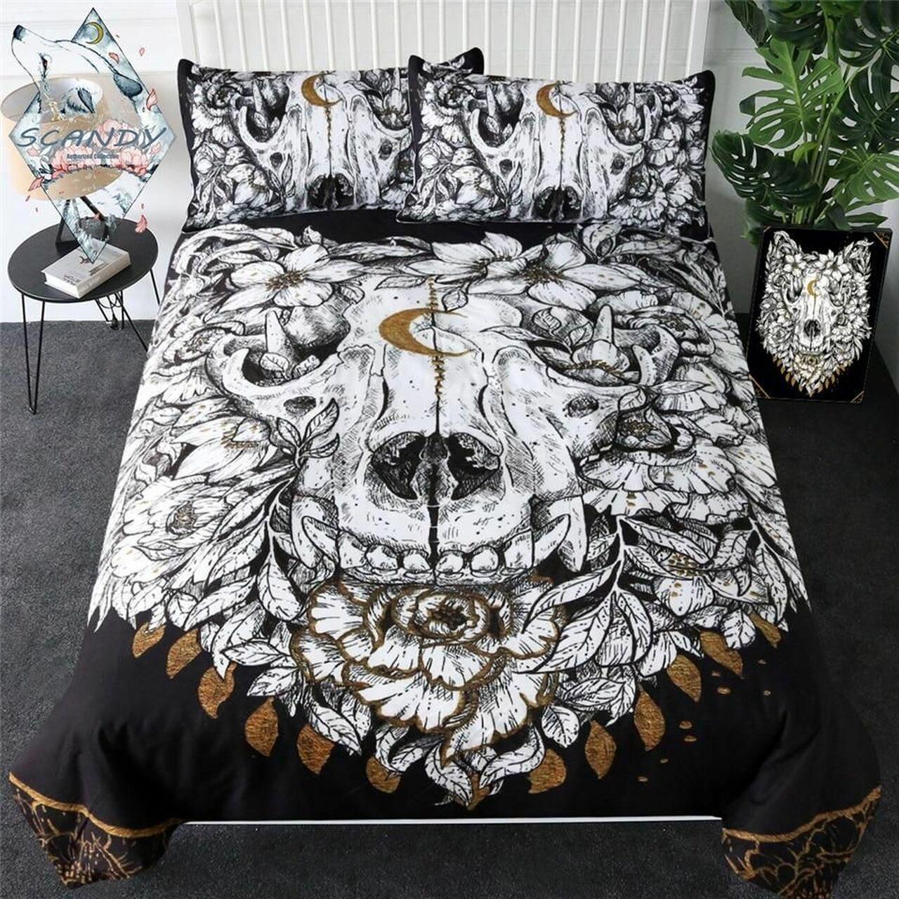 Wolf Skull Dhc1712181Dd Gothic Room Decoration With Home Bed Fitted Bedding Sheet Set Gift For Halloween Season