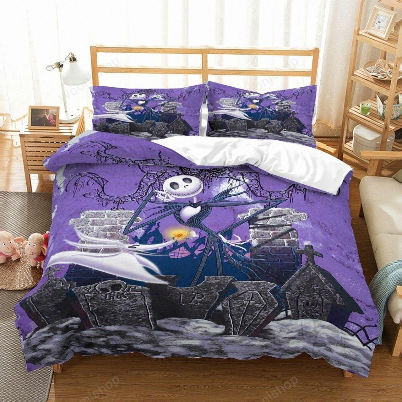The Nightmare Before Christmas Cartoonkull Jack Purpleet Amazing Room Decor For Disney Fan Bedding Set Duvet Cover Meaningful Gift For Halloween Christmas
