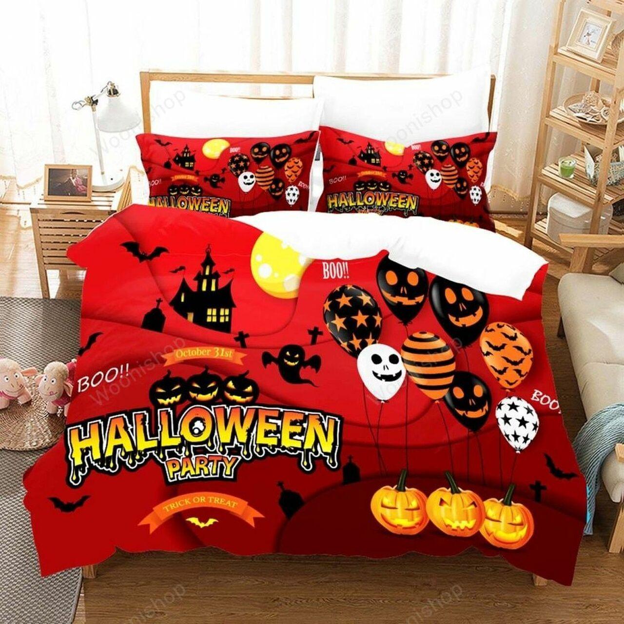 Halloween Floral Pumpkin Print Cartoon Microfiberet Twin Full Double Home Bed Linenet Stunning Room Decoration Bedding Set Duvet Cover Gift For Halloween Season