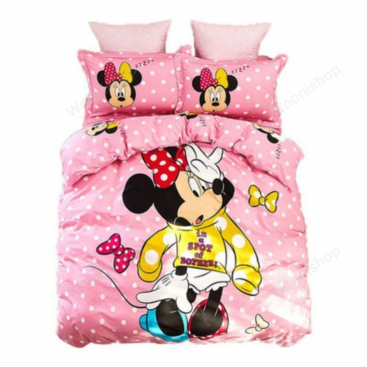 Lovely Pink Minnie Mouses Girls Amazing Disney Room Decor Bedding Set Duvet Cover With Pillowcase Meaningful Gift For Holiday Season