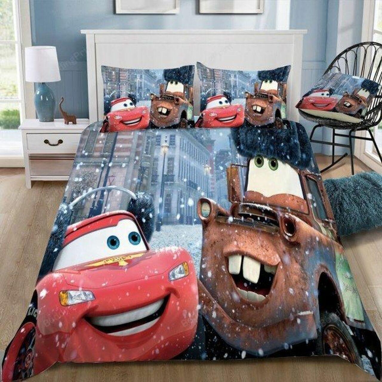 Disney Cars Lightning Mcqueen And Mater 3D Printed Beautiful Decor For Disney Fan Bedding Set Duvet Cover Meaningful Gift For Love