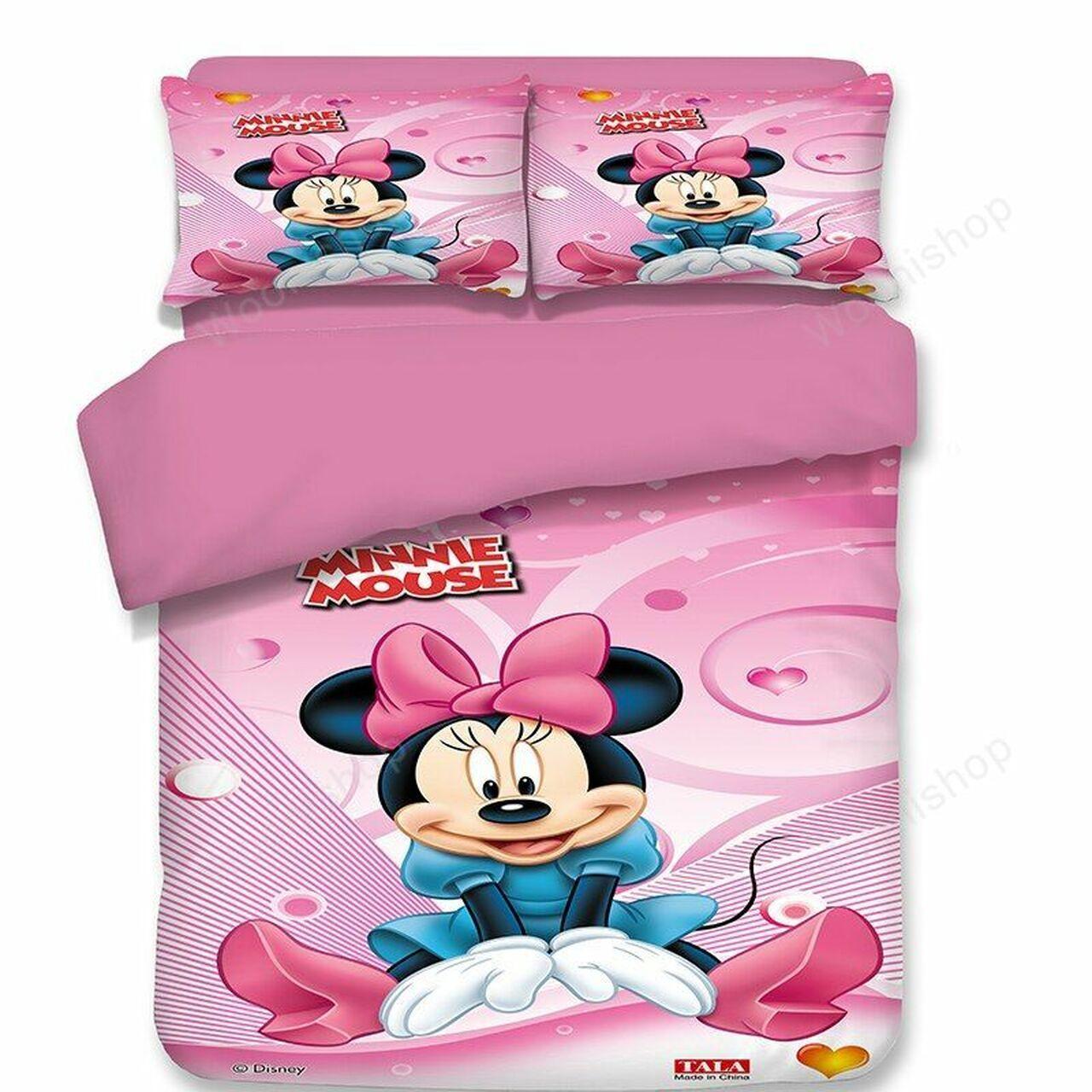 Cute Minnie Mickey Mouse Amazing Disney Room Decor Bedding Set Duvet Cover With Pillowcase Meaningful Gift For Holiday Season
