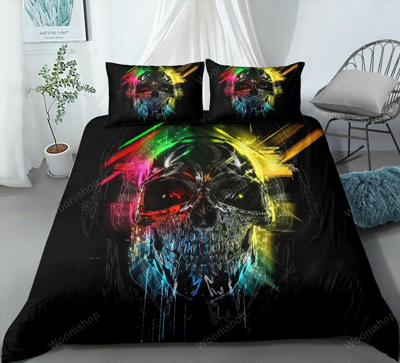 Luxurys Queen King Quilt Coveret Halloweenkull Home Decor Amazing Room Decor For Disney Fan Bedding Set Duvet Cover Meaningful Gift For Friend