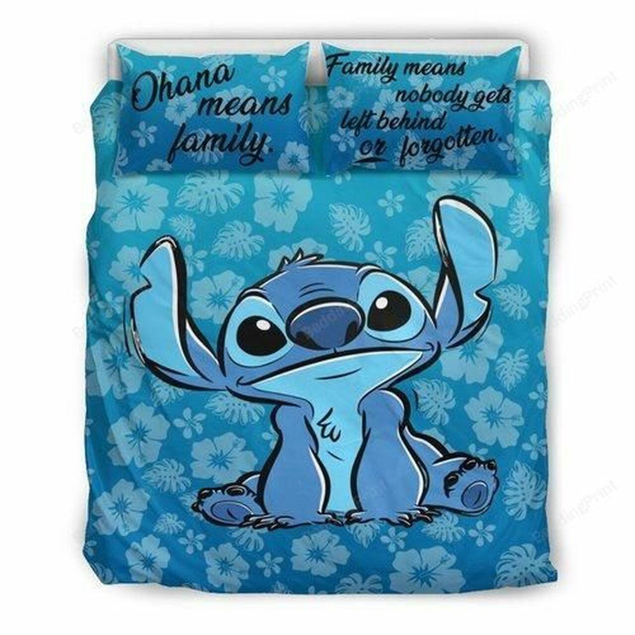 Stitch Ohana 3D Beautiful Decor For Disney Fan Bedding Set Duvet Cover Meaningful Gift For Love