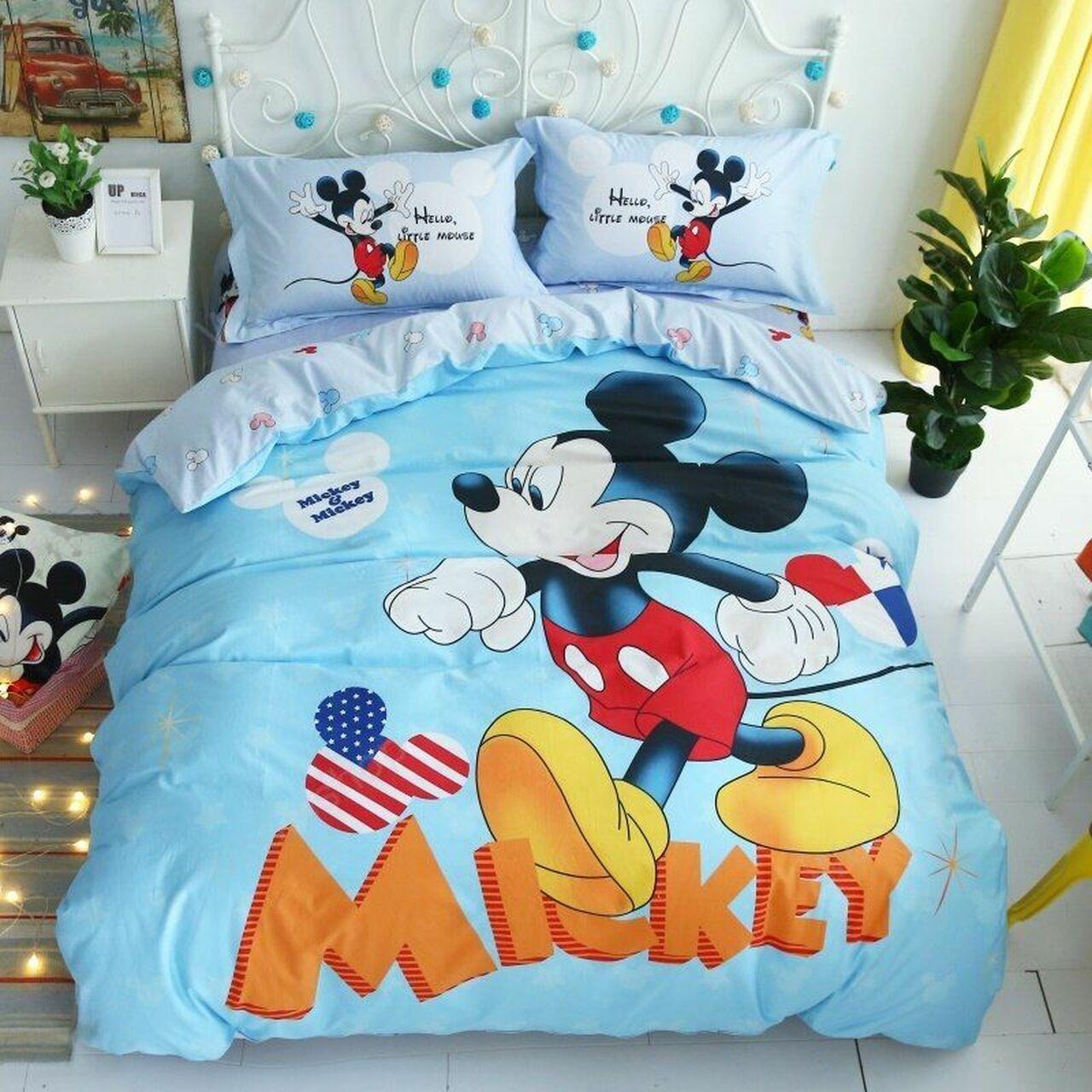 Disney Mickey Mouseky Blueummerpring Beautiful Decor For Disney Fan Bedding Set Duvet Cover Meaningful Gift For Love