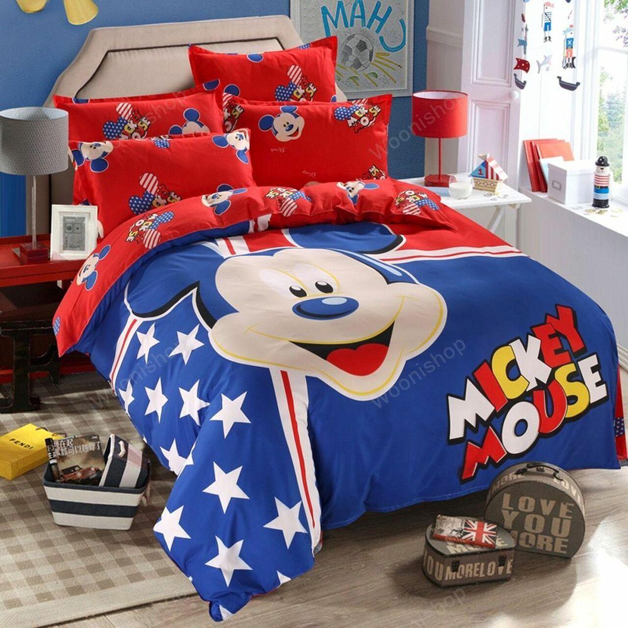 Disney Blue Mickey Mouseet Beautiful Decor For Disney Fan Bedding Set Duvet Cover Meaningful Gift For Love