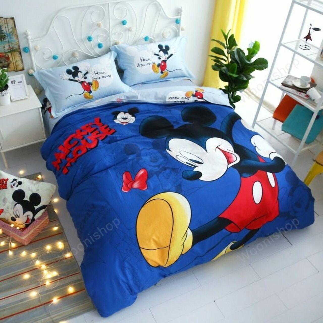 Disney Cartoon Mickey Minnie Mousepring Beautiful Decor For Disney Fan Bedding Set Duvet Cover Meaningful Gift For Love