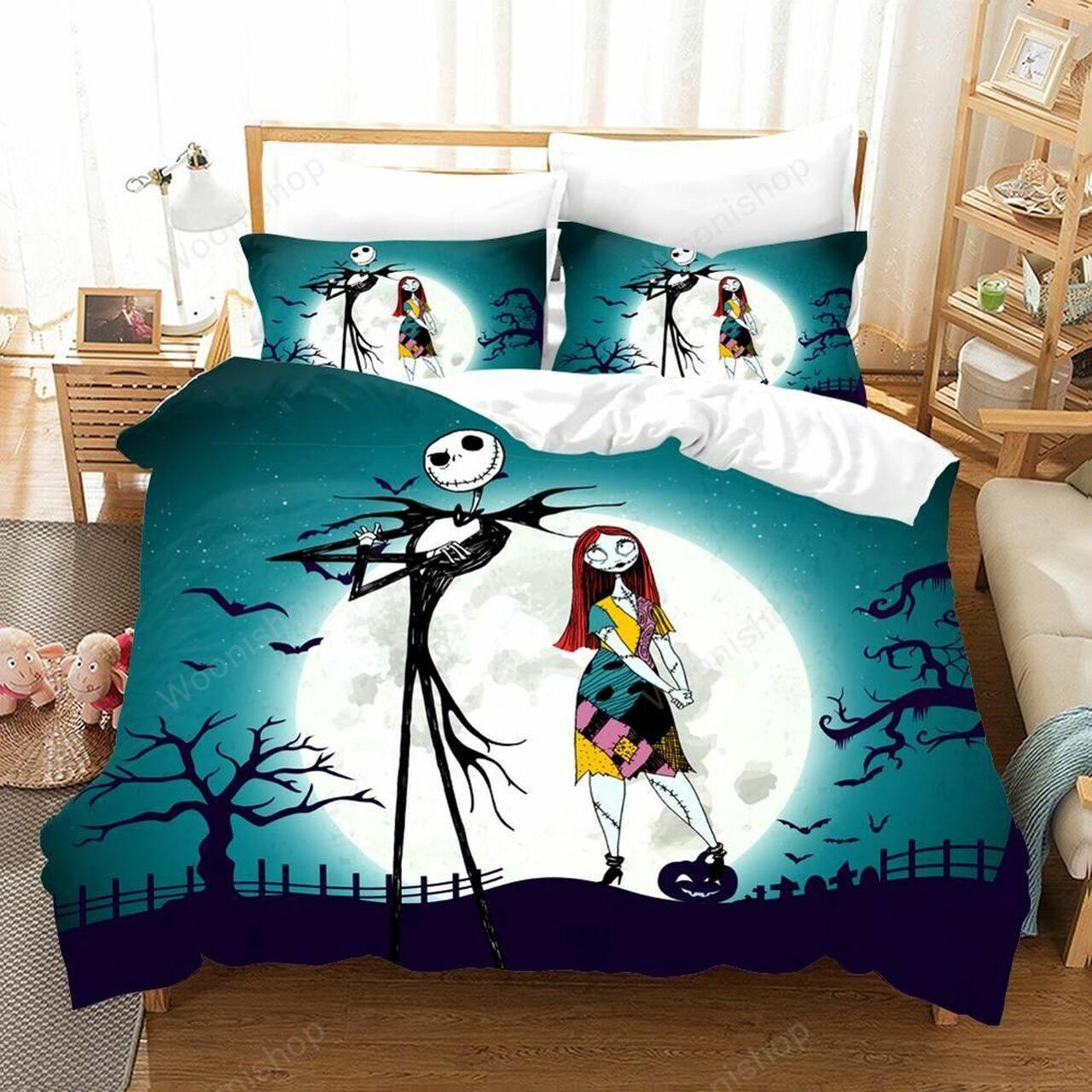 The Nightmare Before Christmas 3D Pumpkin Beauty Printed Cartoonet Creepy Room Decor Bedding Set Duvet Cover Meaningful Gift For Halloween Christmas For Disney Fan