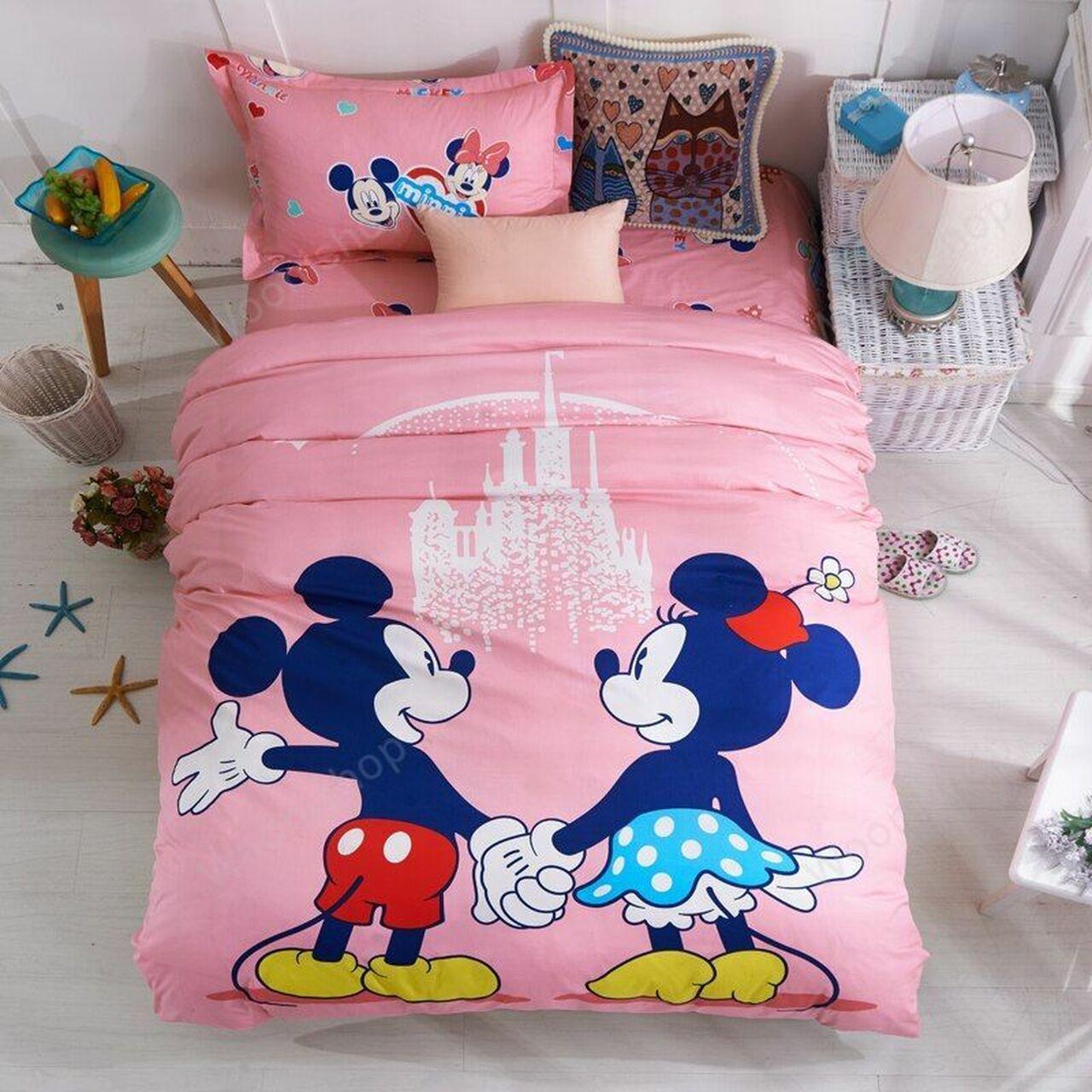 Disney Pink Mickey Minnie Mouses Girls Beautiful Decor For Disney Fan Bedding Set Duvet Cover Meaningful Gift For Love
