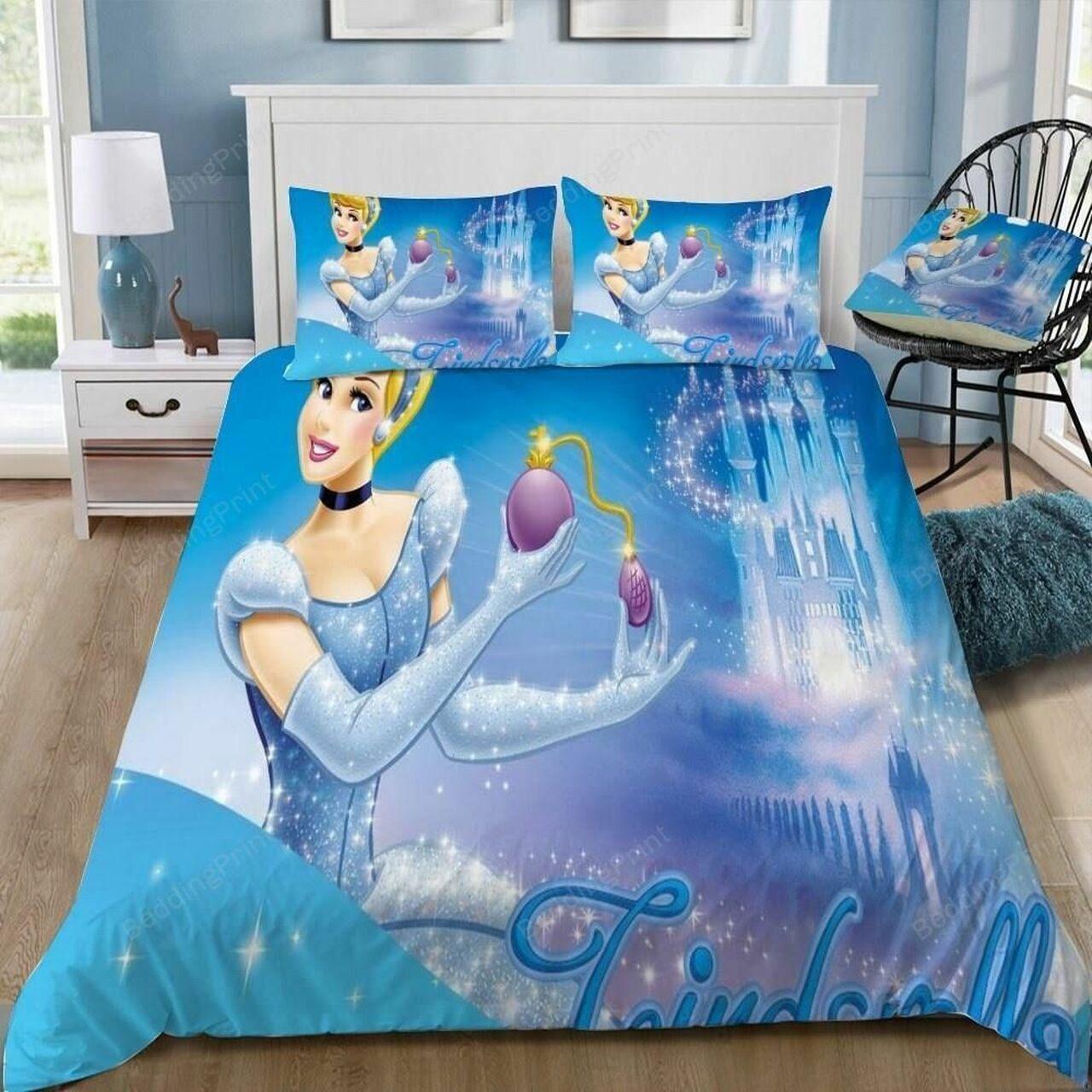 Disney Cinderella Beautiful Decor For Disney Fan Bedding Set Duvet Cover Meaningful Gift For Love