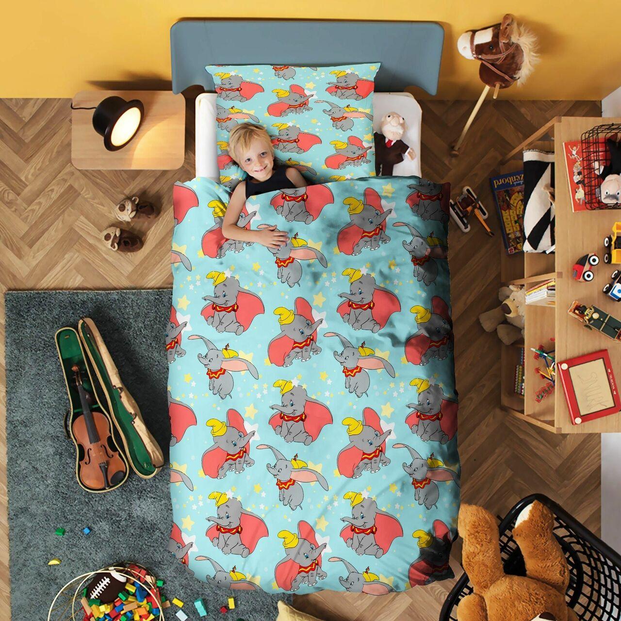 Dumbo Baby Elephant Kid Amazing Disney Room Decor Bedding Set Duvet Cover With Pillowcase Meaningful Gift For Holiday Season